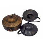 Antique Buddhist Bronze Tingsha with Metal Cover